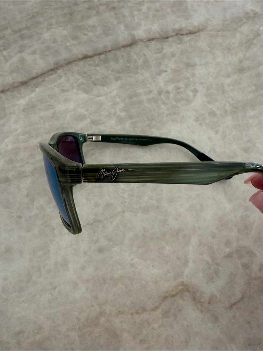 Maui Jim Green Frame Sunglasses with Blue Lenses